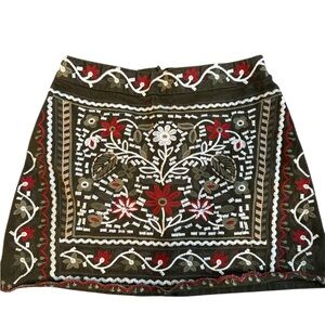 Blue Rain Black and White Embellished A-Line Mini Skirt